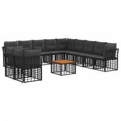 Zestaw sof na zewnątrz 12 pcs Czarny i Ciemnoszary Poliester