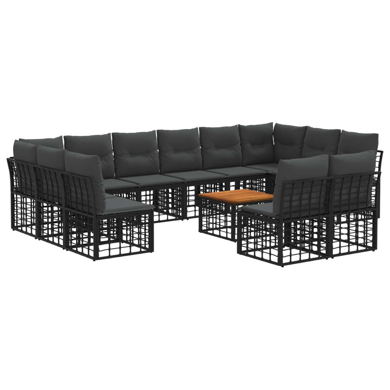 Zestaw sof na zewnątrz 13 pcs Czarny i Ciemnoszary Poliester