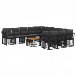 Zestaw sof na zewnątrz 12 pcs Czarny i Ciemnoszary Poliester