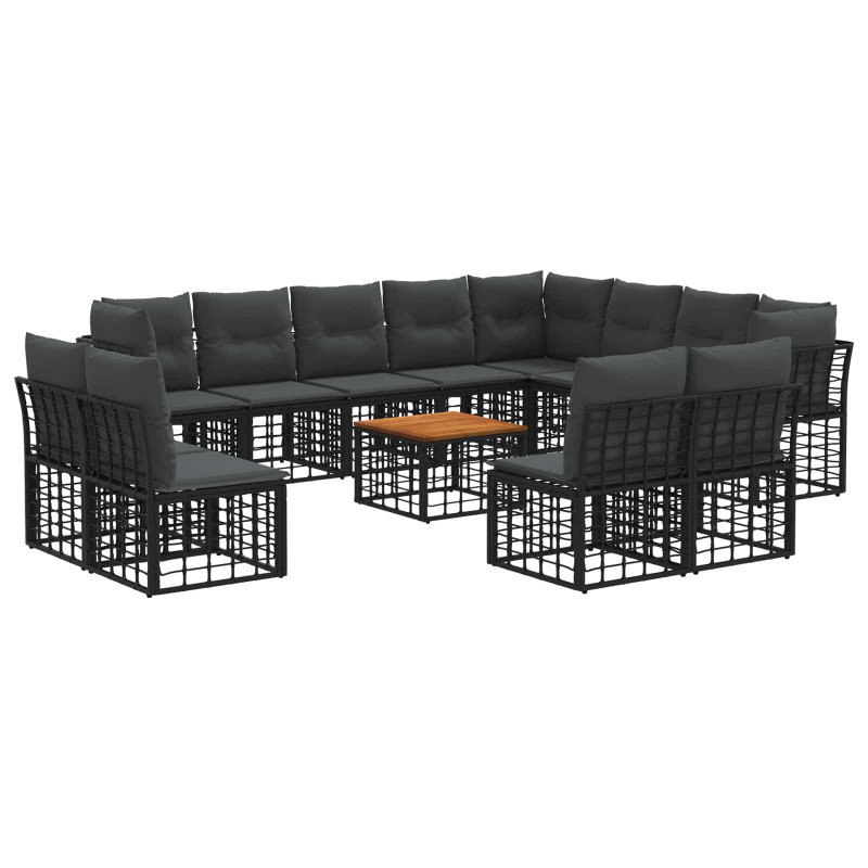 Zestaw sof na zewnątrz 13 pcs Czarny i Ciemnoszary Poliester