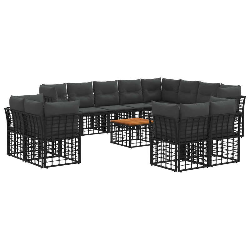 Zestaw sof na zewnątrz 13 pcs Czarny i Ciemnoszary Poliester
