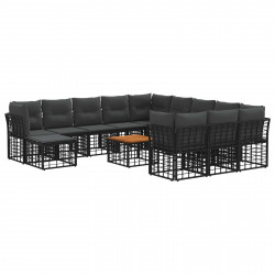 Zestaw sof na zewnątrz 13 pcs Czarny i Ciemnoszary Poliester