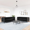 2-cz. wypoczynek Chesterfield z wałkami, czarny, aksamit