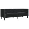 2-cz. wypoczynek Chesterfield z wałkami, czarny, aksamit