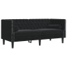 2-cz. wypoczynek Chesterfield z wałkami, czarny, aksamit