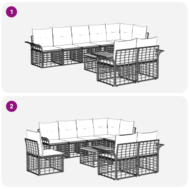 Zestaw sof na zewnątrz z poduszką 4 pcs Poliester