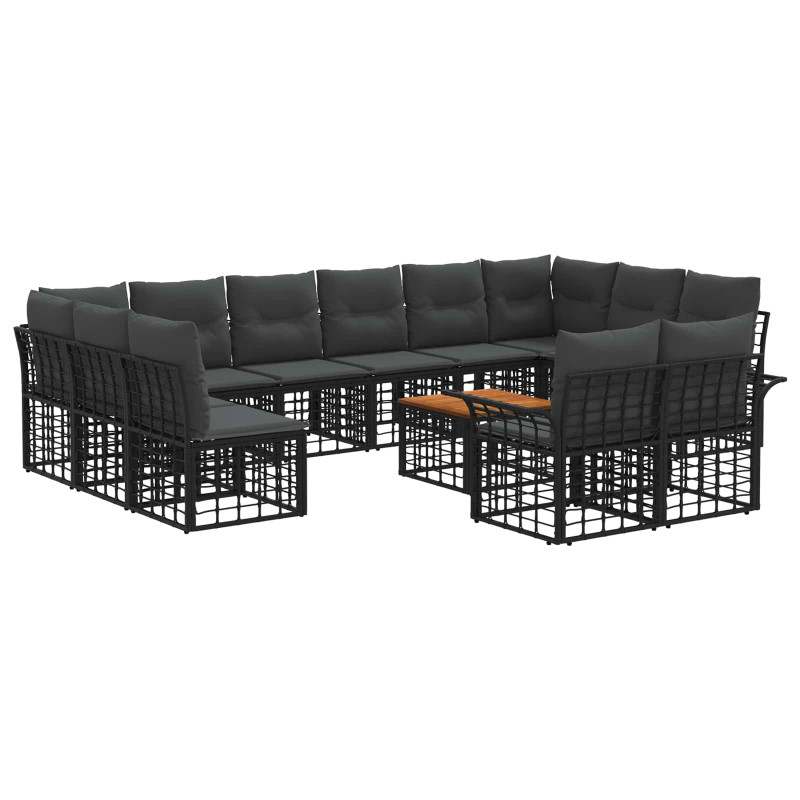 Zestaw sof na zewnątrz 13 pcs Czarny i Ciemnoszary Poliester