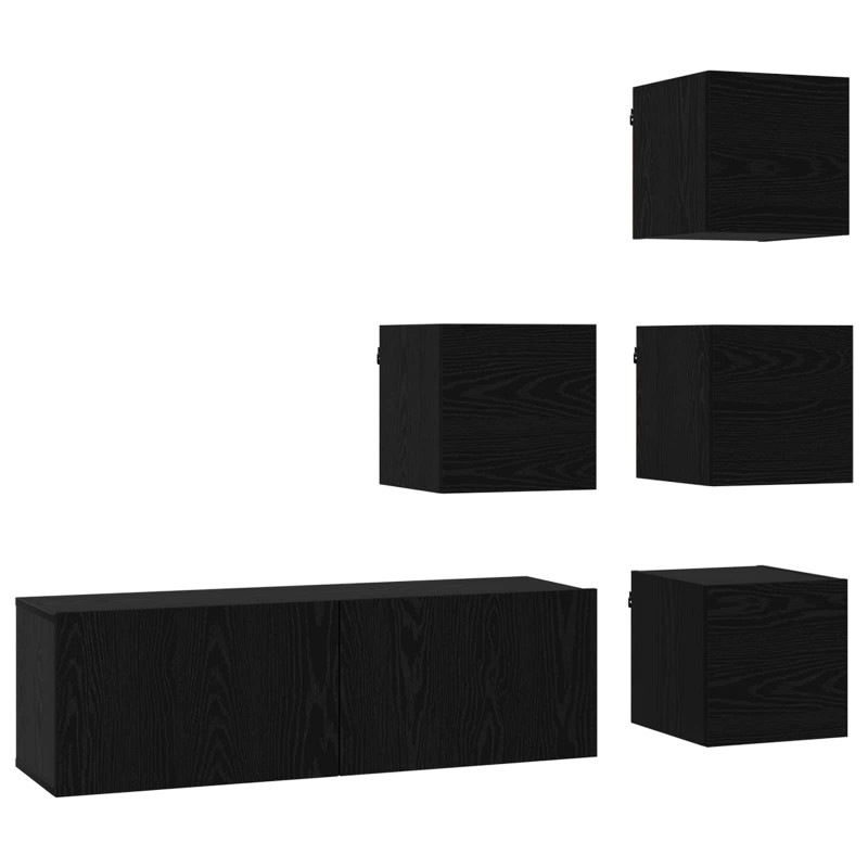 Zestaw szafek RTV 5 pcs 100 x 30 x 30 cm Czarny dąb