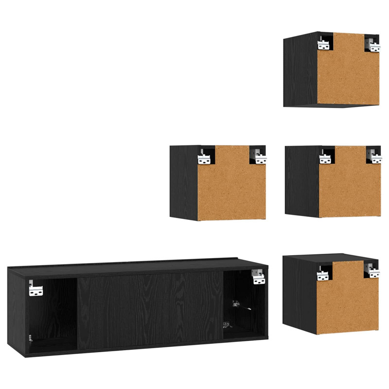 Zestaw szafek RTV 5 pcs 100 x 30 x 30 cm Czarny dąb