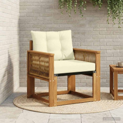 Środkowa sofa ogrodowa Drewno akacji i tekstylen naturalny