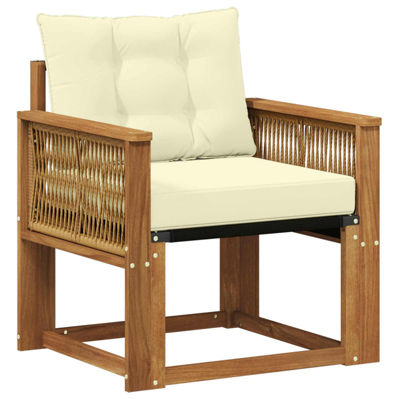 Środkowa sofa ogrodowa Drewno akacji i tekstylen naturalny