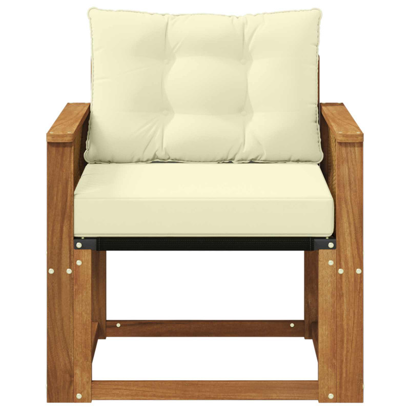 Środkowa sofa ogrodowa Drewno akacji i tekstylen naturalny
