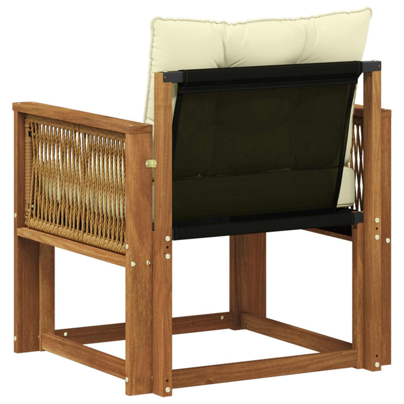Środkowa sofa ogrodowa Drewno akacji i tekstylen naturalny
