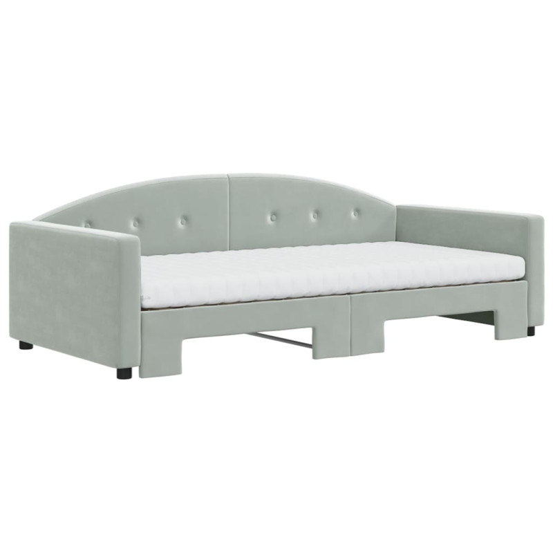 Sofa rozsuwana z materacami, jasnoszara, 100x200 cm, aksamit