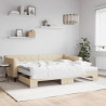 Sofa rozsuwana z materacami, kremowa, 90x200 cm, tkanina