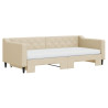 Sofa rozsuwana z materacami, kremowa, 90x200 cm, tkanina