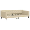 Sofa rozsuwana z materacami, kremowa, 90x200 cm, tkanina