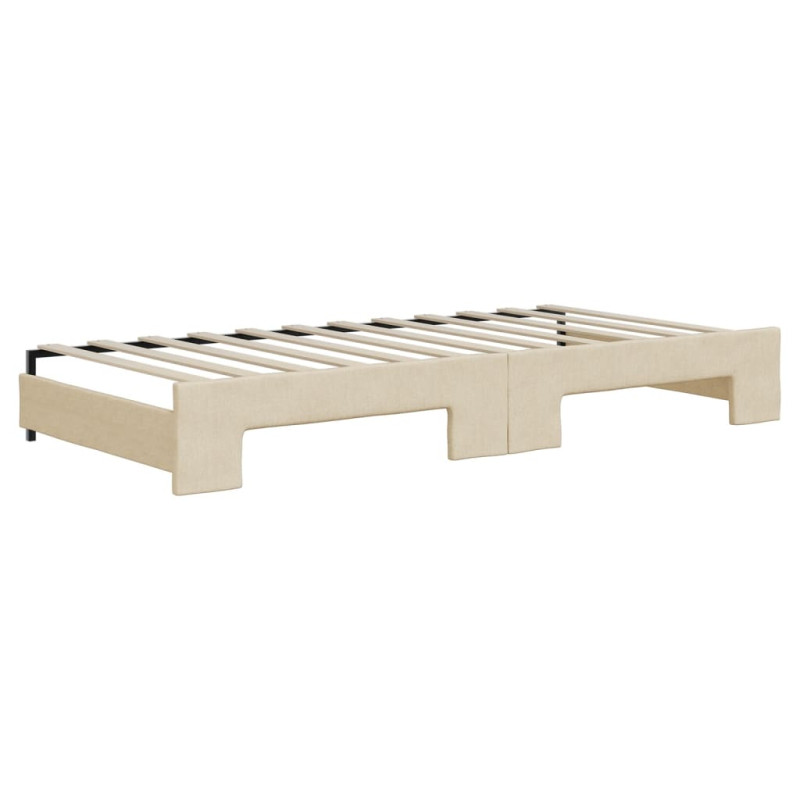Sofa rozsuwana z materacami, kremowa, 90x200 cm, tkanina