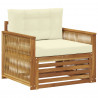 Sofa na zewnątrz Lite Drewno Akacji Naturalny i Kremowy