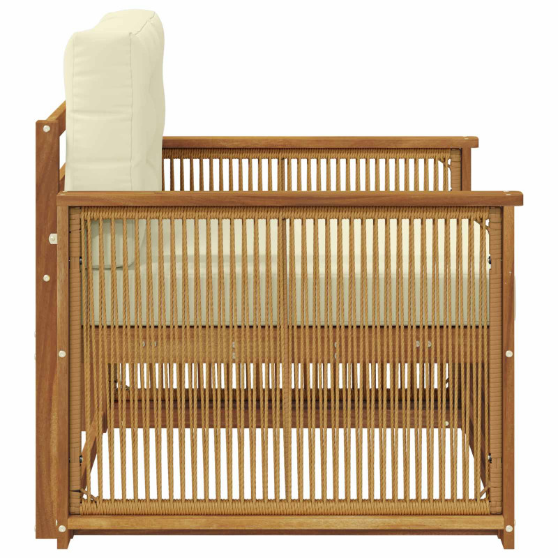 Sofa na zewnątrz Lite Drewno Akacji Naturalny i Kremowy