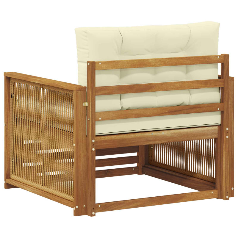 Sofa na zewnątrz Lite Drewno Akacji Naturalny i Kremowy