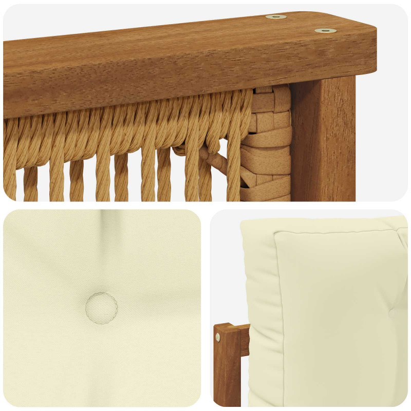 Sofa na zewnątrz Lite Drewno Akacji Naturalny i Kremowy
