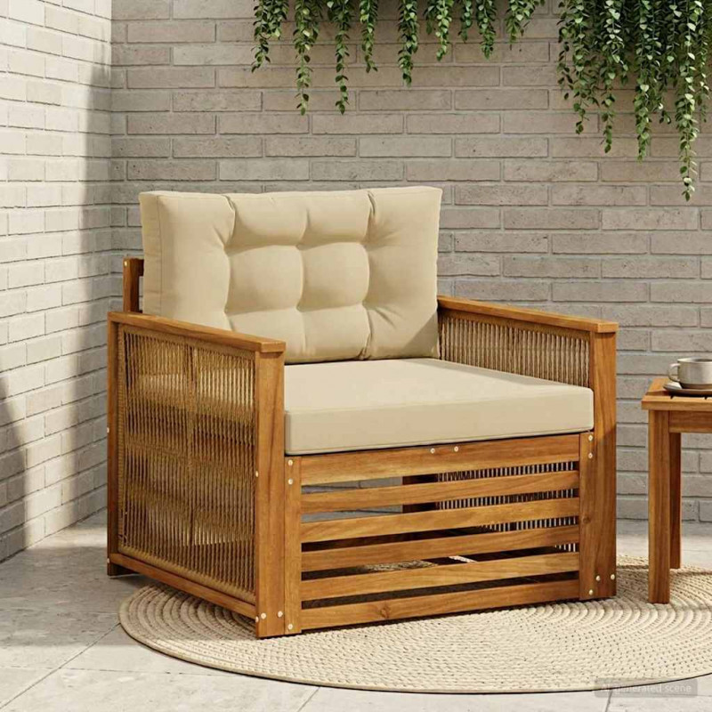 Środkowa sofa ogrodowa Lite Drewno Akacji naturalny