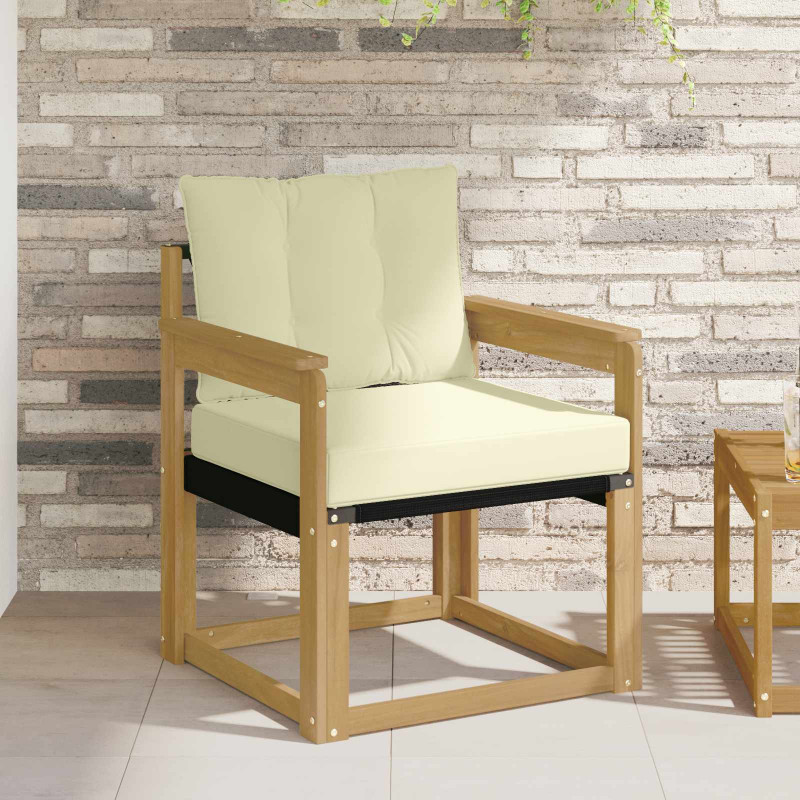 Sofa na zewnątrz Drewno akacji i tekstylen Biały
