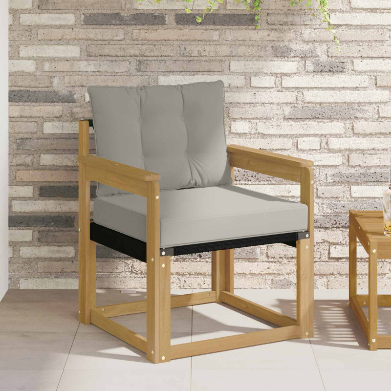 Sofa na zewnątrz Drewno akacji i tekstylen Biały