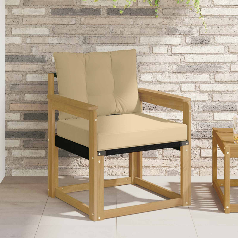 Sofa na zewnątrz Drewno akacji i tekstylen Biały