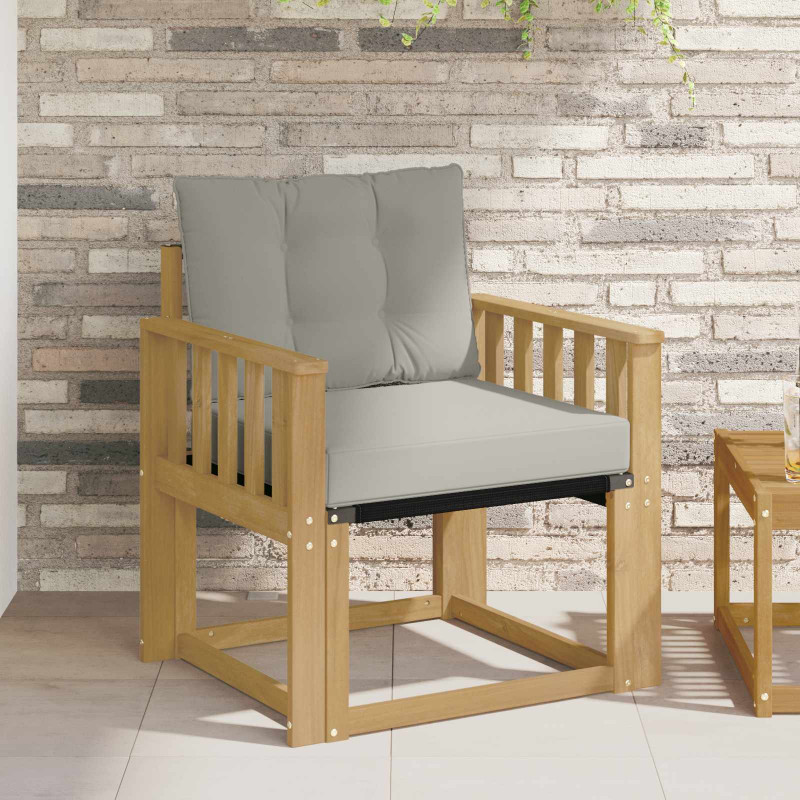 Sofa na zewnątrz Drewno akacji i tekstylen Biały