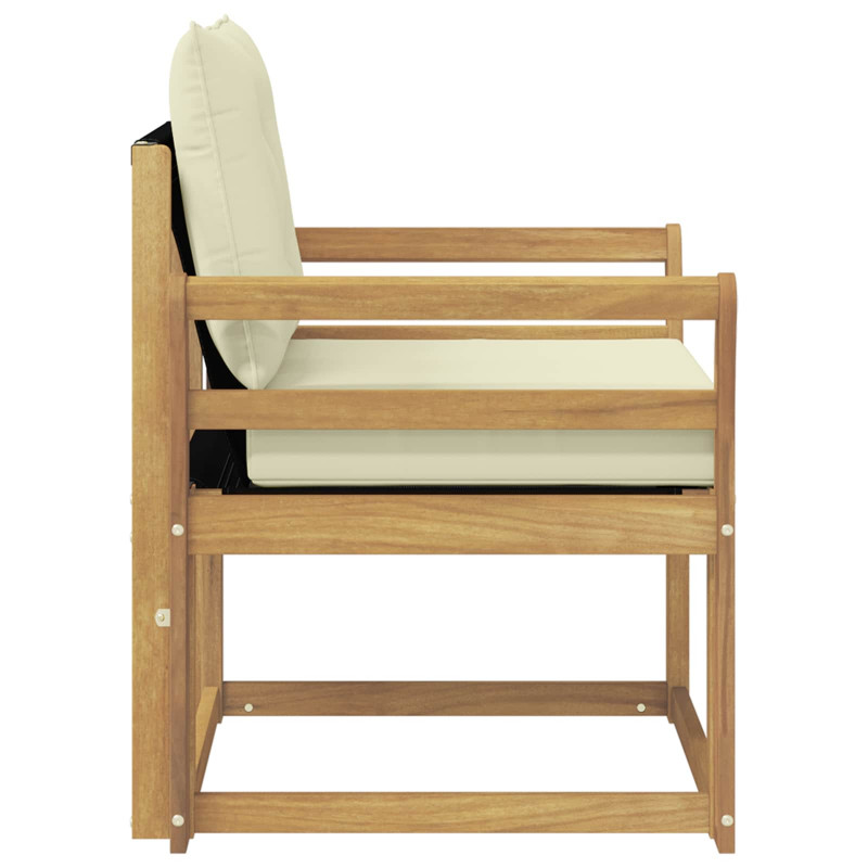 Sofa na zewnątrz Drewno akacji i tekstylen Biały