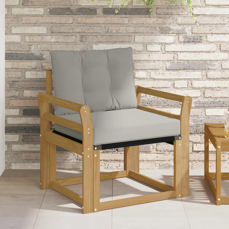 Sofa na zewnątrz Drewno akacji i tekstylen Biały