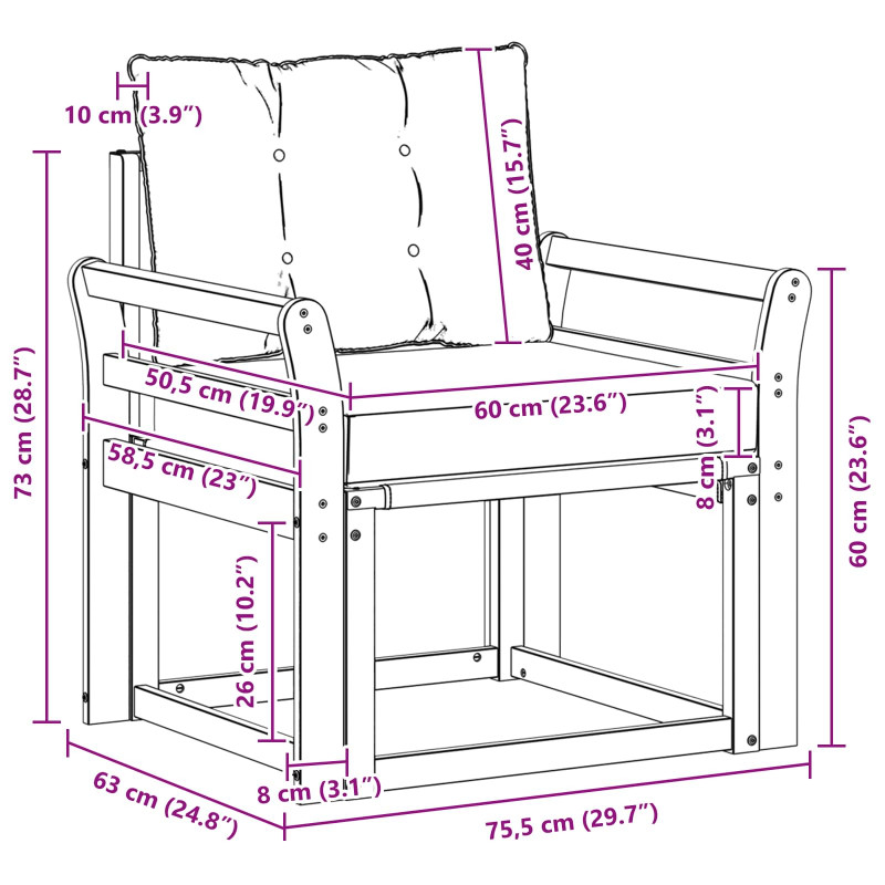 Sofa na zewnątrz Drewno akacji i tekstylen Biały