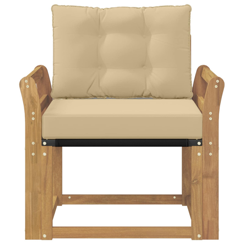 Sofa na zewnątrz Drewno akacji i tekstylen Biały