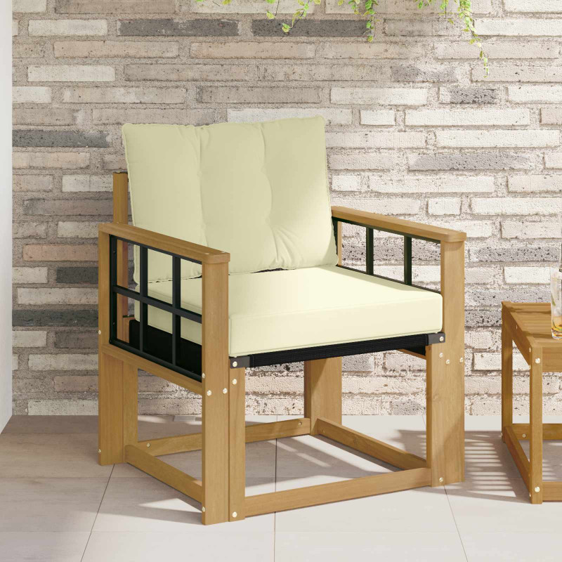 Sofa na zewnątrz Drewno akacji i tekstylen Biały