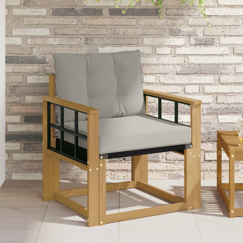 Sofa na zewnątrz Drewno akacji i tekstylen Biały