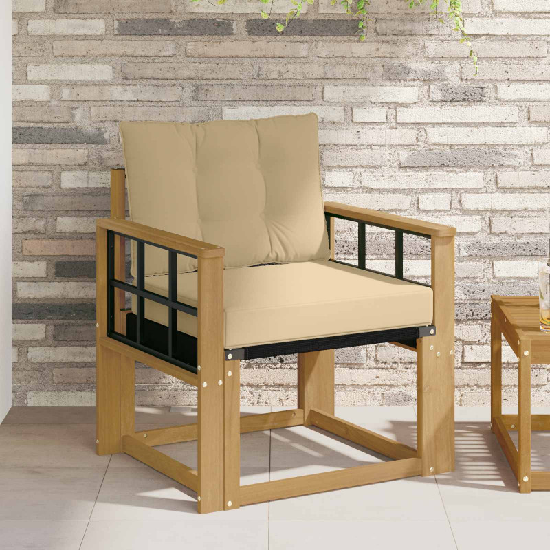 Sofa na zewnątrz Drewno akacji i tekstylen Biały