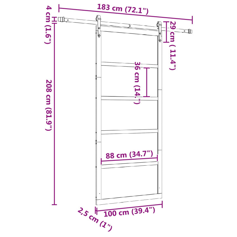 Drzwi przesuwne naturalny 100 x 208 cm Lite drewno sosnowe