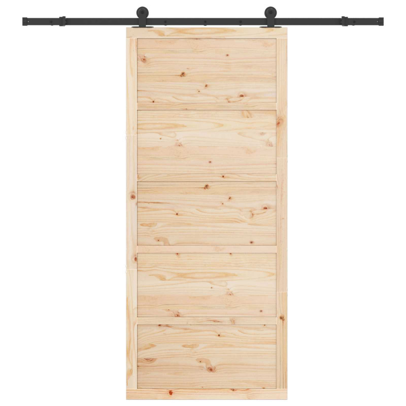 Drzwi przesuwne naturalny 90 x 208 cm Lite drewno sosnowe
