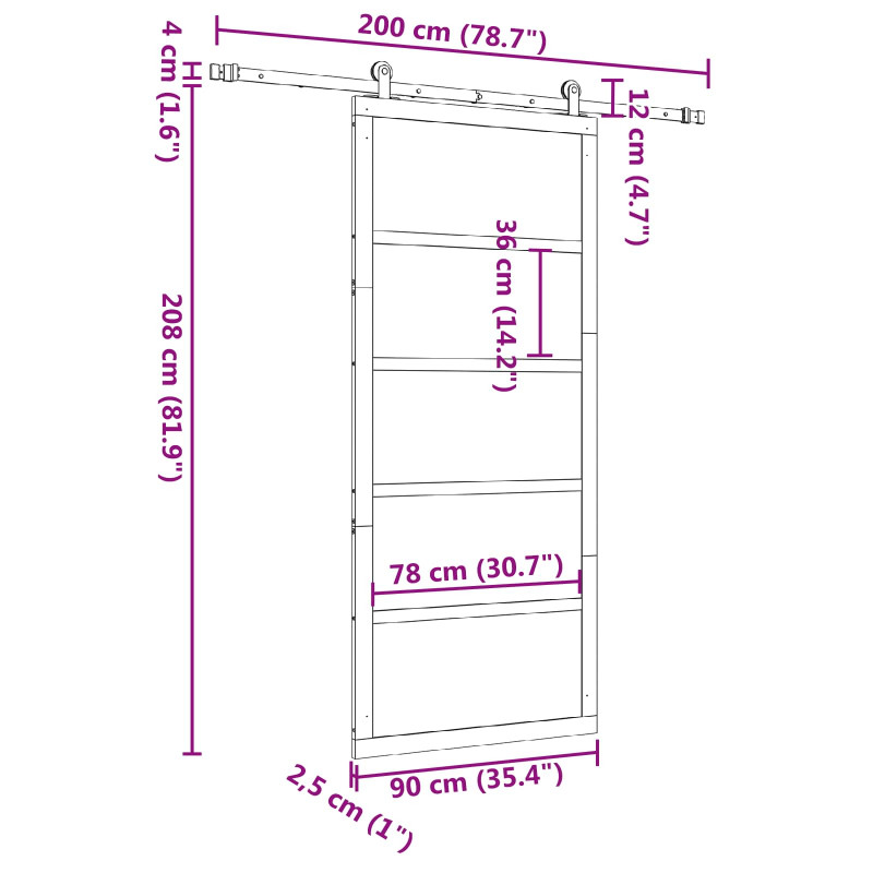 Drzwi przesuwne naturalny 90 x 208 cm Lite drewno sosnowe