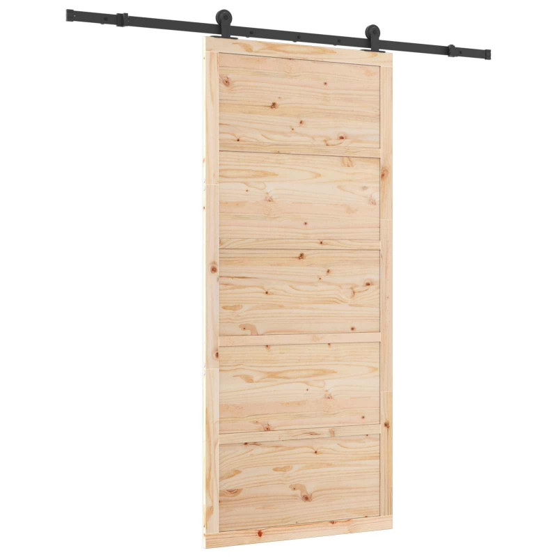 Drzwi przesuwne naturalny 100 x 208 cm Lite drewno sosnowe