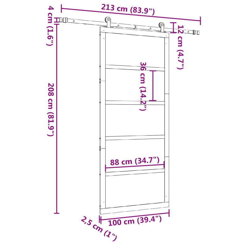 Drzwi przesuwne naturalny 100 x 208 cm Lite drewno sosnowe