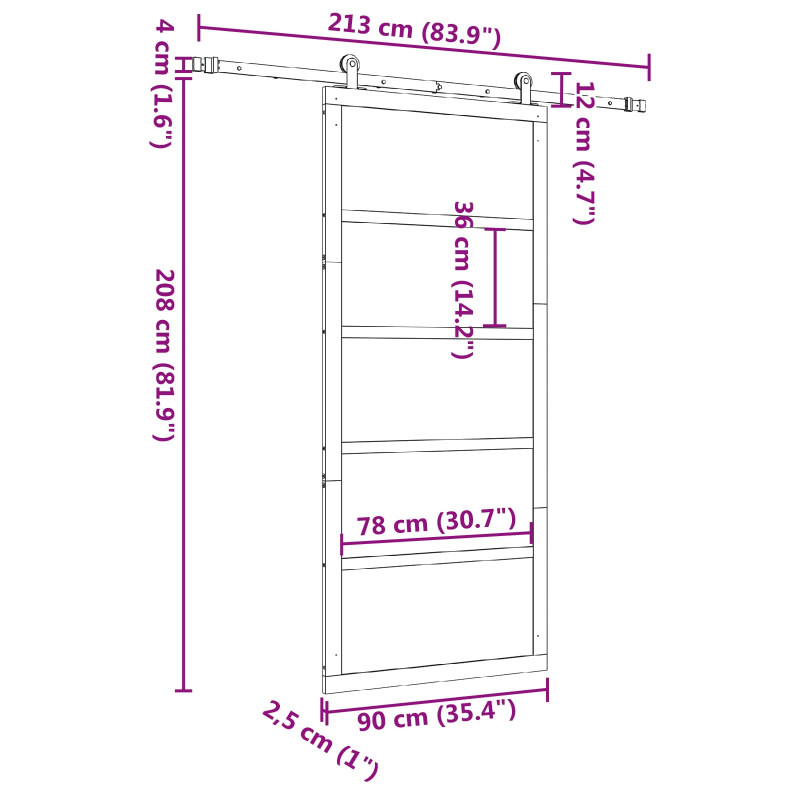 Drzwi przesuwne naturalny 90 x 208 cm Lite drewno sosnowe
