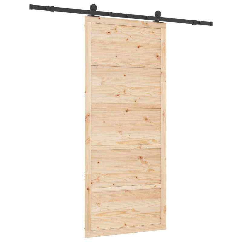 Drzwi przesuwne naturalny 80 x 208 cm Lite drewno sosnowe