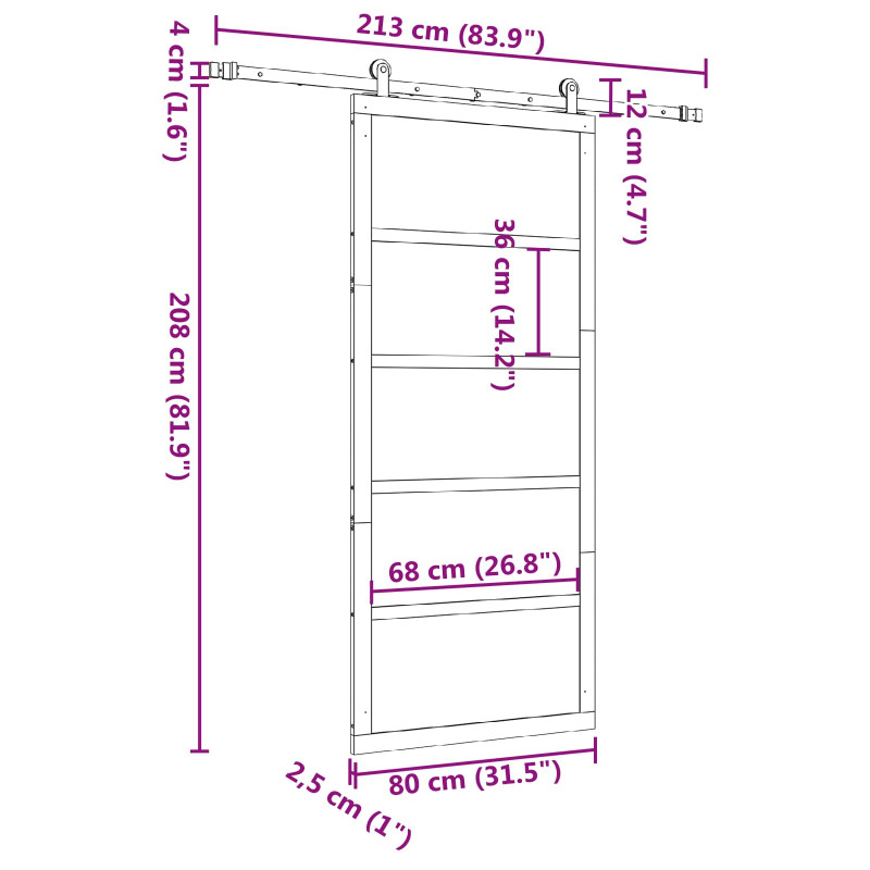 Drzwi przesuwne naturalny 80 x 208 cm Lite drewno sosnowe
