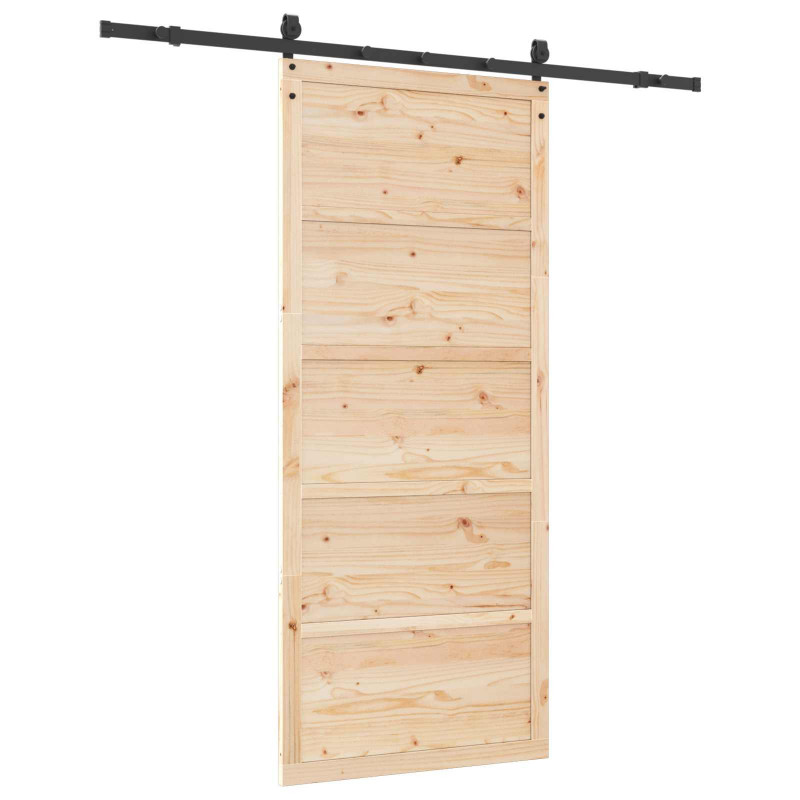 Drzwi przesuwne naturalny 100 x 208 cm Lite drewno sosnowe