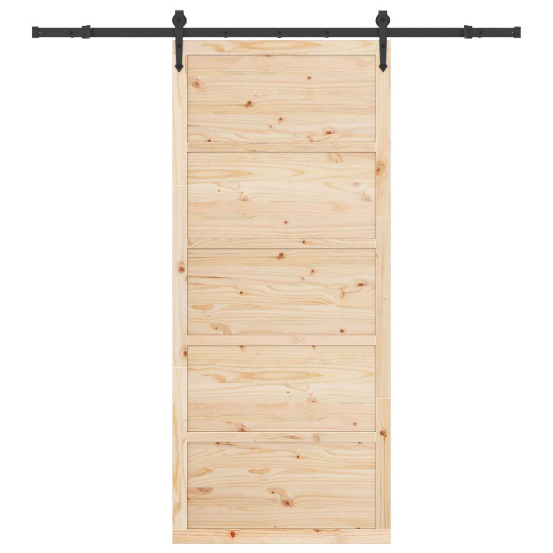 Drzwi przesuwne naturalny 90 x 208 cm Lite drewno sosnowe