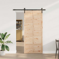 Drzwi przesuwne naturalny 80 x 208 cm Lite drewno sosnowe
