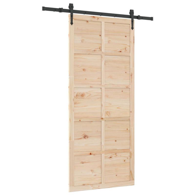Drzwi przesuwne naturalny 80 x 208 cm Lite drewno sosnowe